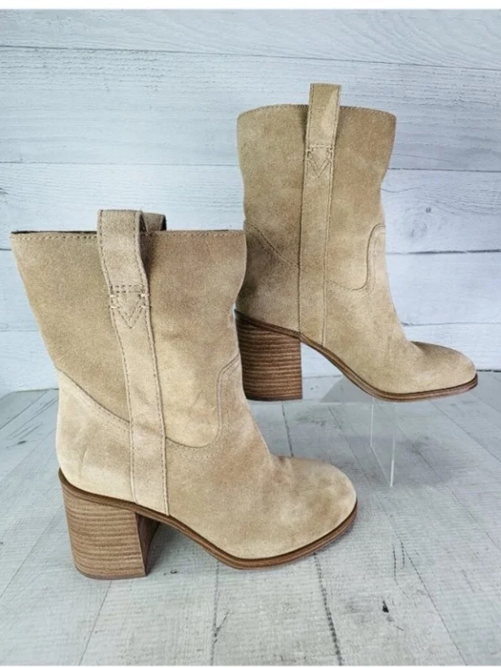 sz 10 SOLE SOCIETY Rachill Tawny Brown Oiled Suede Leather Ankle Boots tan nwot